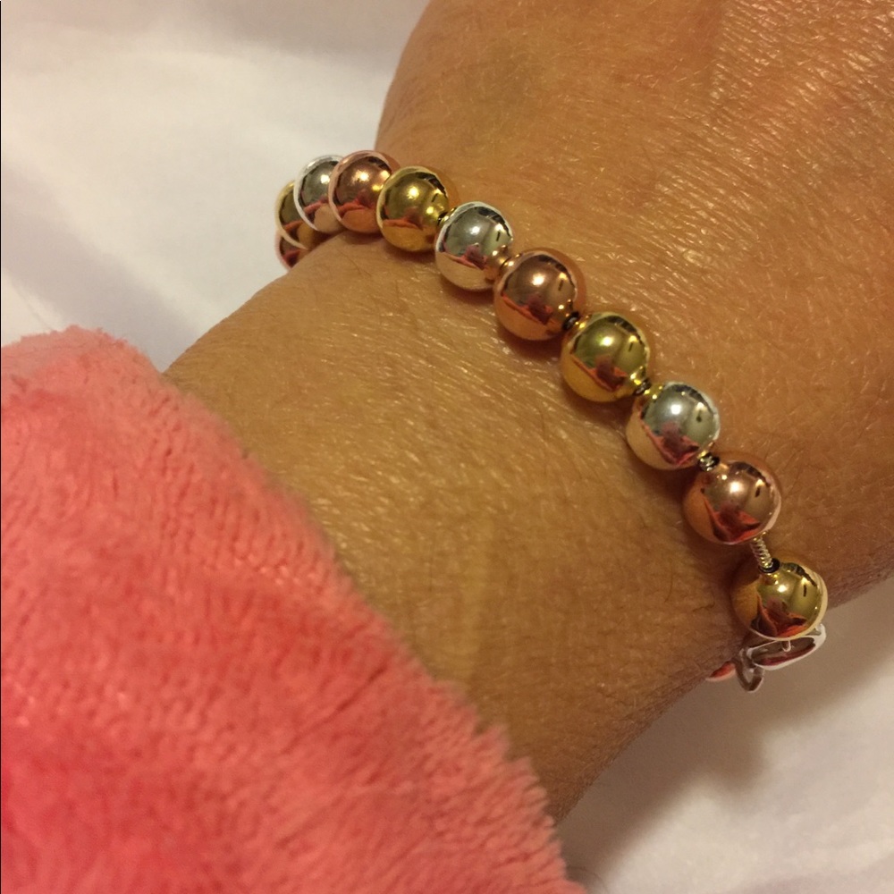 New Silver Gold & Rose Gold Plated Beaded Bracelet